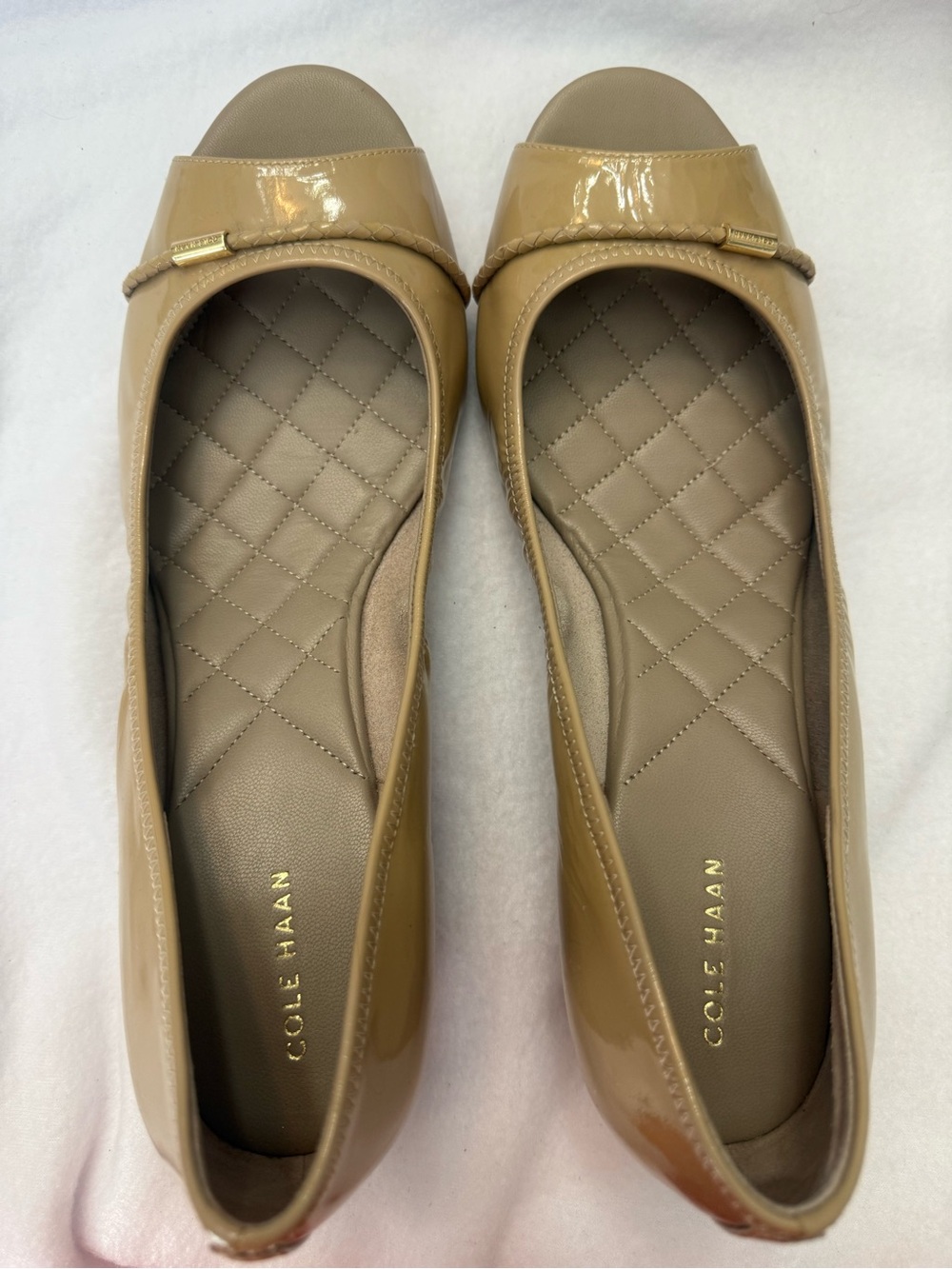 Cole Haan Nude Patent Leather Ballet Flats
